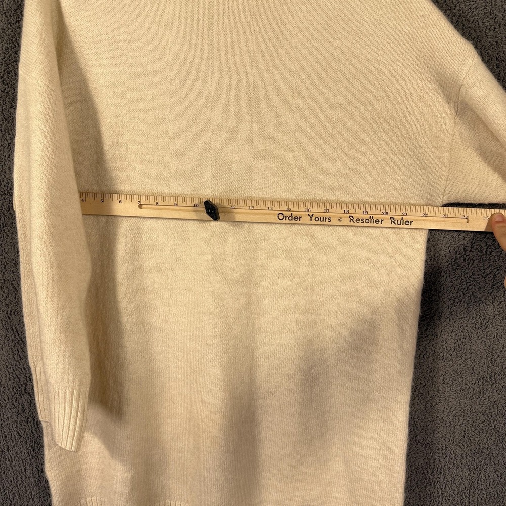 MNG Mango Sweater Womens Medium Cream Turtleneck Tunic Oversized Wool Blend - Picture 4 of 9